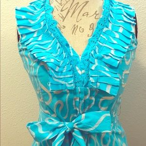 XOXO Blue and White Open Back Blouse 👚